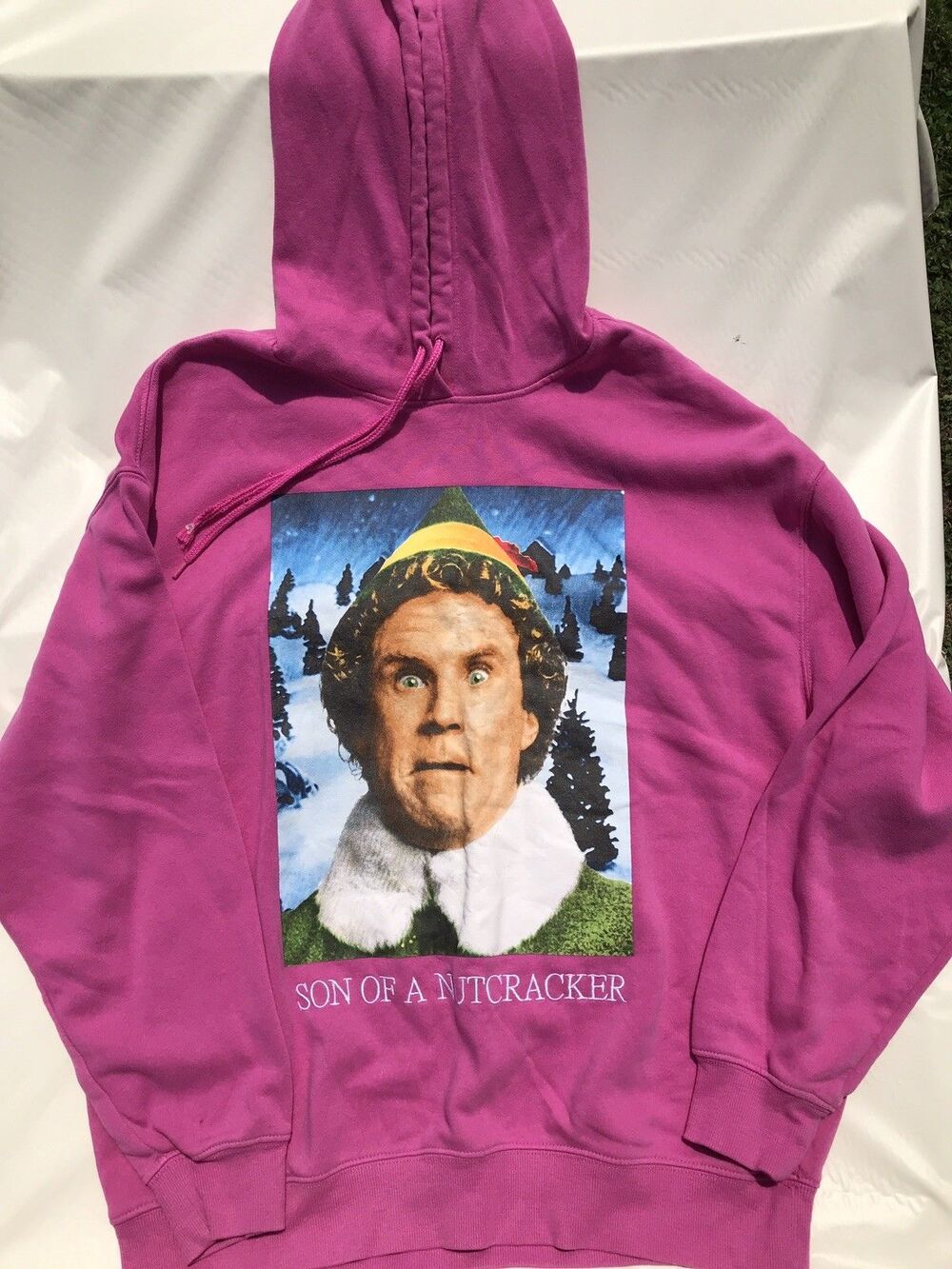 Elf Hoodie Women’s XLarge Son of a Nutcracker Pink Christmas Graphic Sweatshirt
